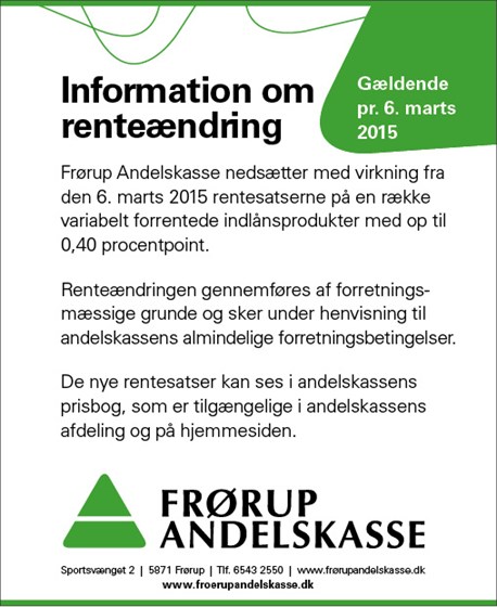 Renteændring pr. 6. marts 2015